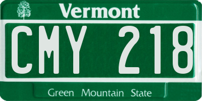 VT license plate CMY218