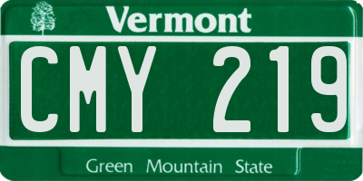 VT license plate CMY219