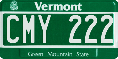 VT license plate CMY222