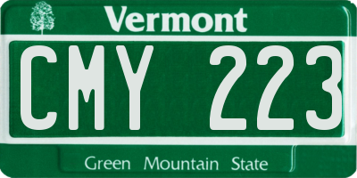 VT license plate CMY223