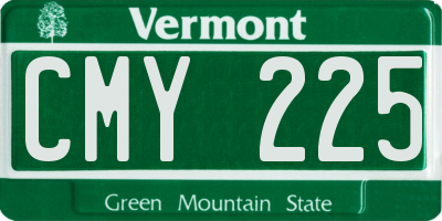 VT license plate CMY225