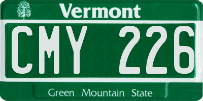 VT license plate CMY226