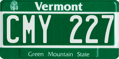 VT license plate CMY227