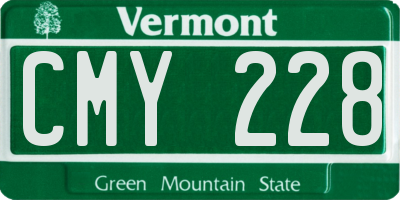 VT license plate CMY228