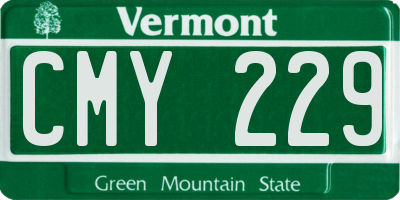 VT license plate CMY229