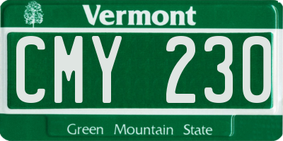 VT license plate CMY230