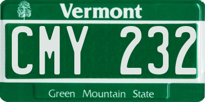VT license plate CMY232