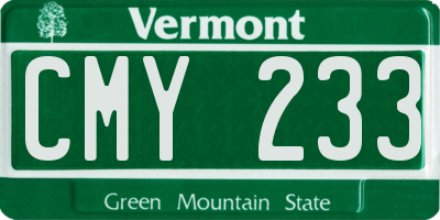VT license plate CMY233