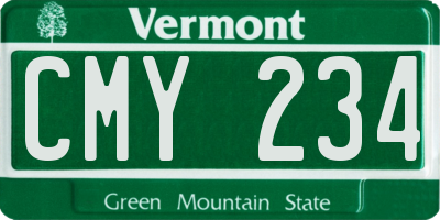 VT license plate CMY234