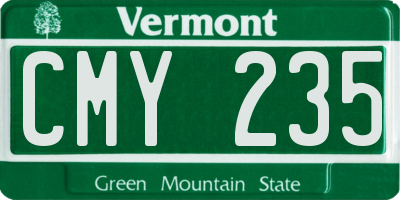 VT license plate CMY235