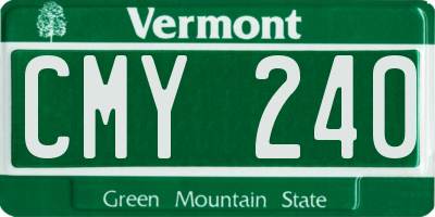 VT license plate CMY240