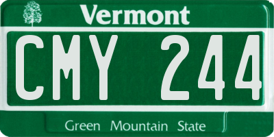 VT license plate CMY244