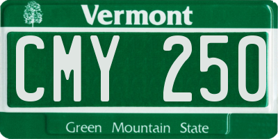 VT license plate CMY250