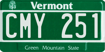 VT license plate CMY251
