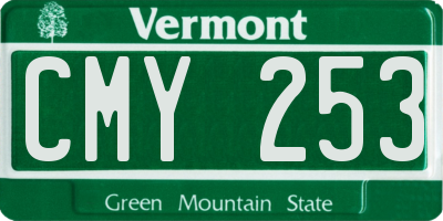 VT license plate CMY253