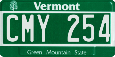 VT license plate CMY254