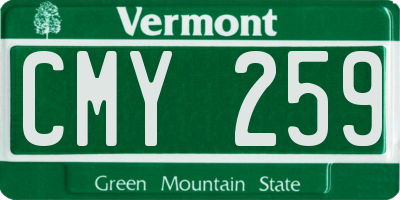 VT license plate CMY259