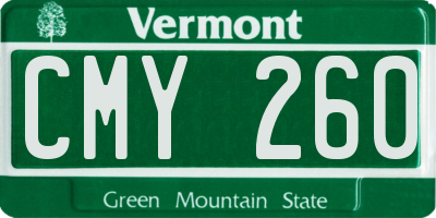 VT license plate CMY260