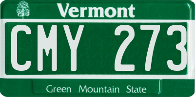 VT license plate CMY273