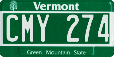 VT license plate CMY274