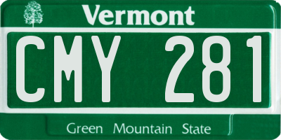 VT license plate CMY281