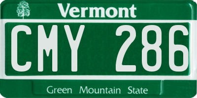 VT license plate CMY286