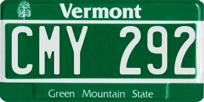 VT license plate CMY292