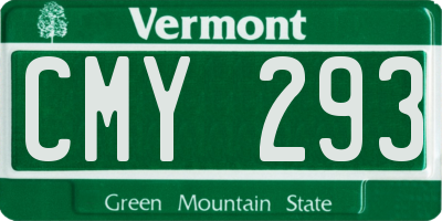 VT license plate CMY293