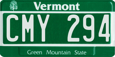 VT license plate CMY294