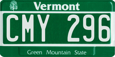VT license plate CMY296