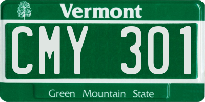 VT license plate CMY301