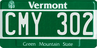 VT license plate CMY302