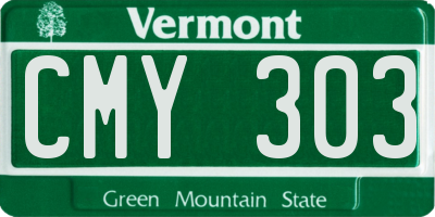 VT license plate CMY303