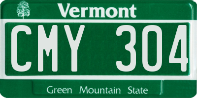 VT license plate CMY304