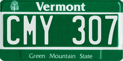VT license plate CMY307