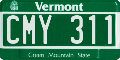 VT license plate CMY311