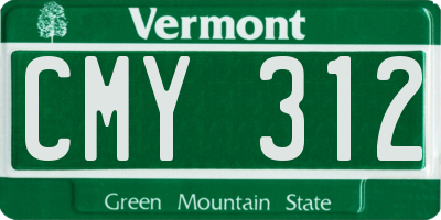 VT license plate CMY312