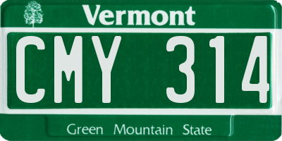 VT license plate CMY314