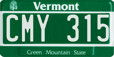 VT license plate CMY315