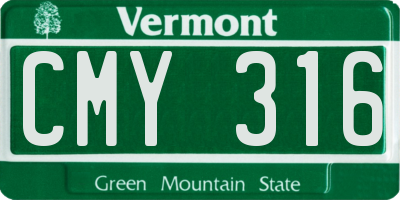 VT license plate CMY316
