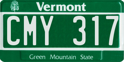 VT license plate CMY317