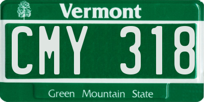 VT license plate CMY318