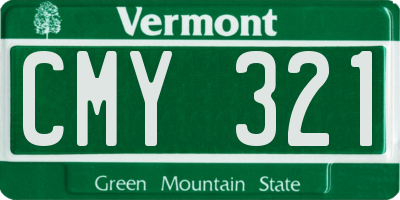 VT license plate CMY321