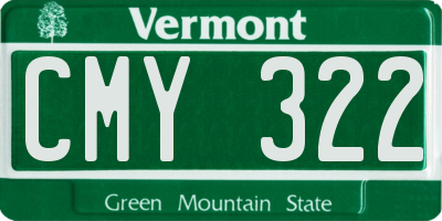 VT license plate CMY322