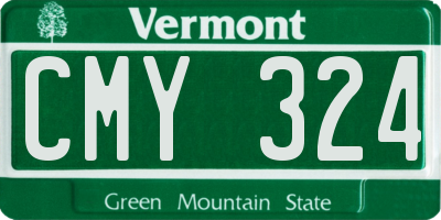 VT license plate CMY324