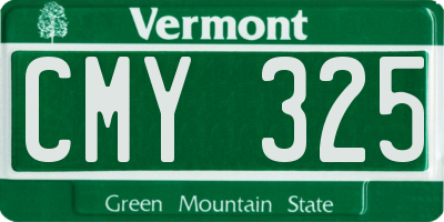 VT license plate CMY325