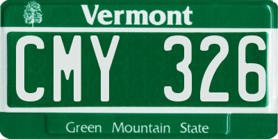 VT license plate CMY326