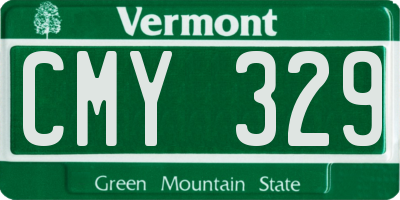 VT license plate CMY329