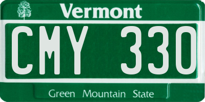VT license plate CMY330