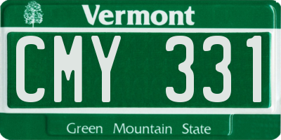 VT license plate CMY331